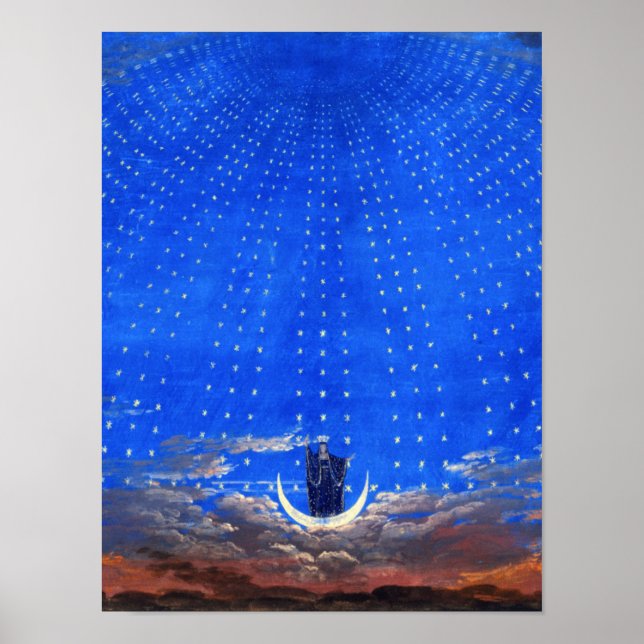 Scendesign för Mozart's opera Magic Flute Poster (Framsidan)