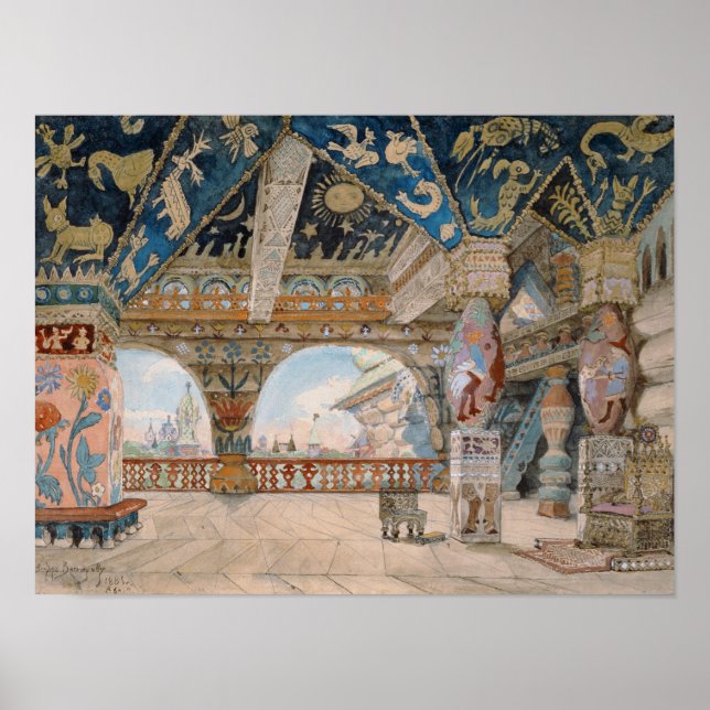 Scendesign för Nikolai Rimsky-Korsakovs opera Poster (Framsidan)