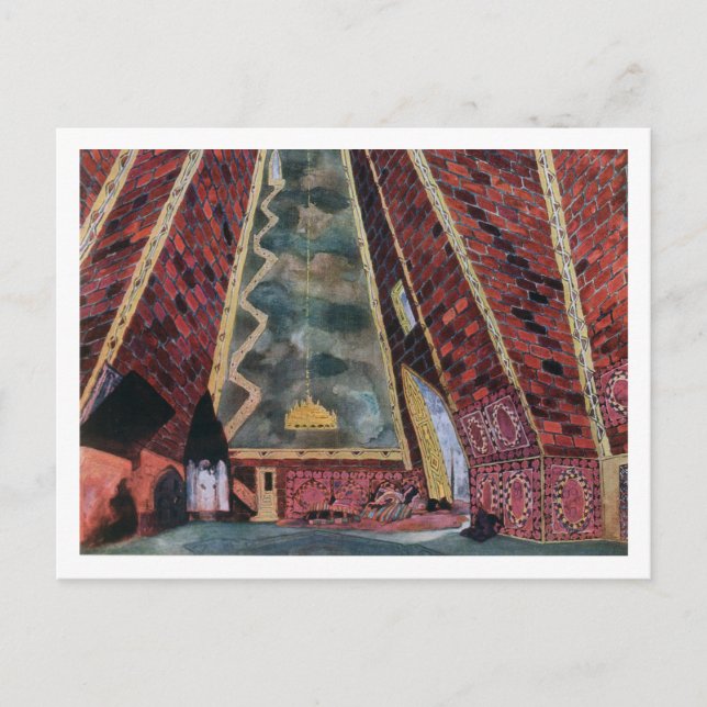 Scendesign för Thamar, 1912 (färg litografi) Vykort (Framsida)