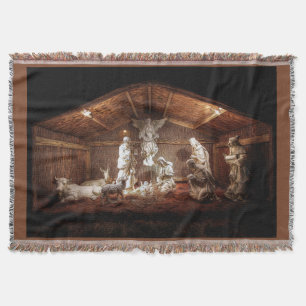 Scene för julklapp Jesus Nativitetshanterare Filt