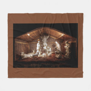 Scene för julklapp Jesus Nativitetshanterare Fleecefilt