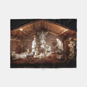 Scene för julklapp Jesus Nativitetshanterare Fleecefilt