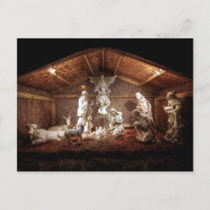Scene för julklapp Jesus Nativitetshanterare Helg Vykort