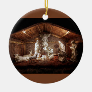 Scene för julklapp Jesus Nativitetshanterare Julgransprydnad Keramik