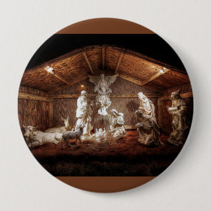 Scene för julklapp Jesus Nativitetshanterare Knapp