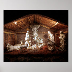 Scene för julklapp Jesus Nativitetshanterare Poster