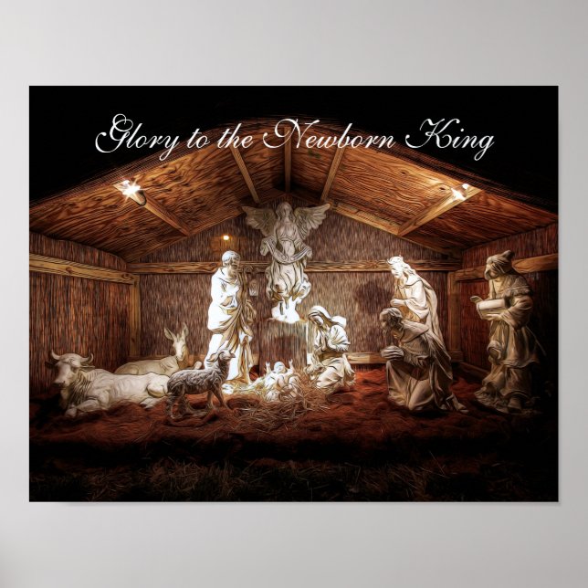 Scene för julklapp Jesus Nativitetshanterare Poster (Framsidan)