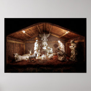 Scene för julklapp Jesus Nativitetshanterare Poster