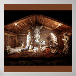 Scene för julklapp Jesus Nativitetshanterare Poster