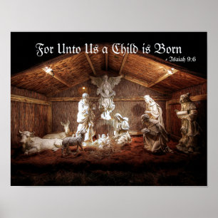 Scene för julklapp Jesus Nativitetshanterare Poster