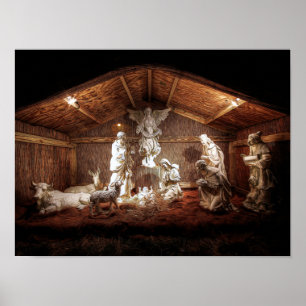 Scene för julklapp Jesus Nativitetshanterare Poster