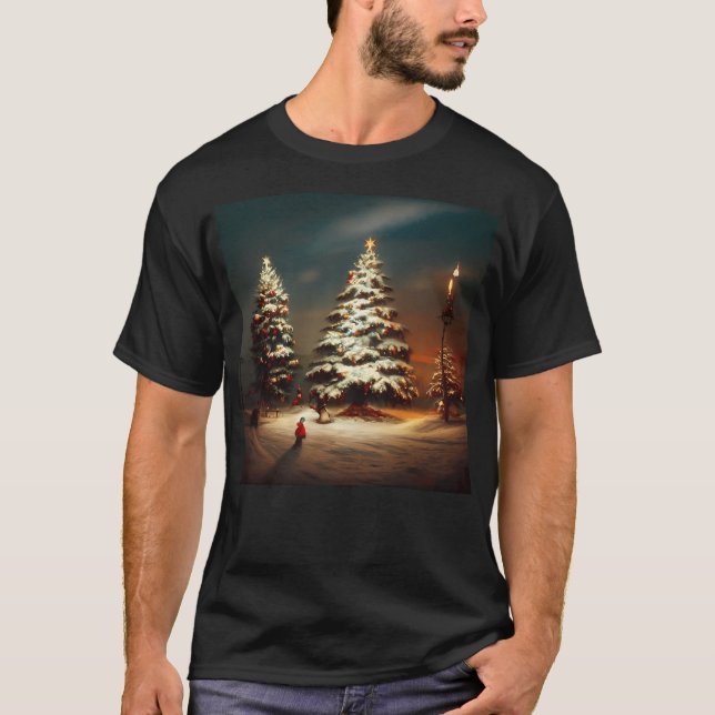 Scene julgran Snö T Shirt (Framsida)