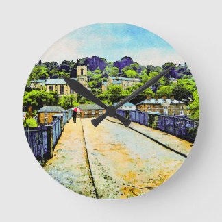 Scene of Ironbridge in Shropshire, England Rund Klocka