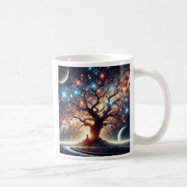 Scène surréaliste d'un arbre sous les lumières. kaffemugg