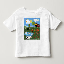 Scenen Cute Tecknad Lycklig Barnyard Animals T Shirt
