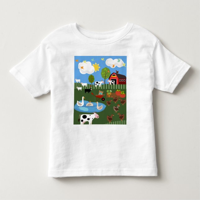 Scenen Cute Tecknad Lycklig Barnyard Animals T Shirt (Framsida)