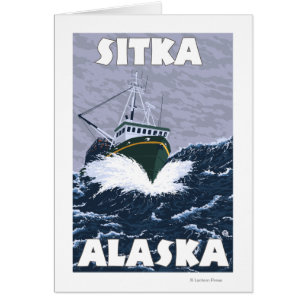 Scenen för fiskefartyg - Sitka, Alaska Hälsningskort