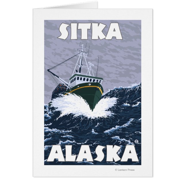 Scenen för fiskefartyg - Sitka, Alaska Hälsningskort (Framsidan)