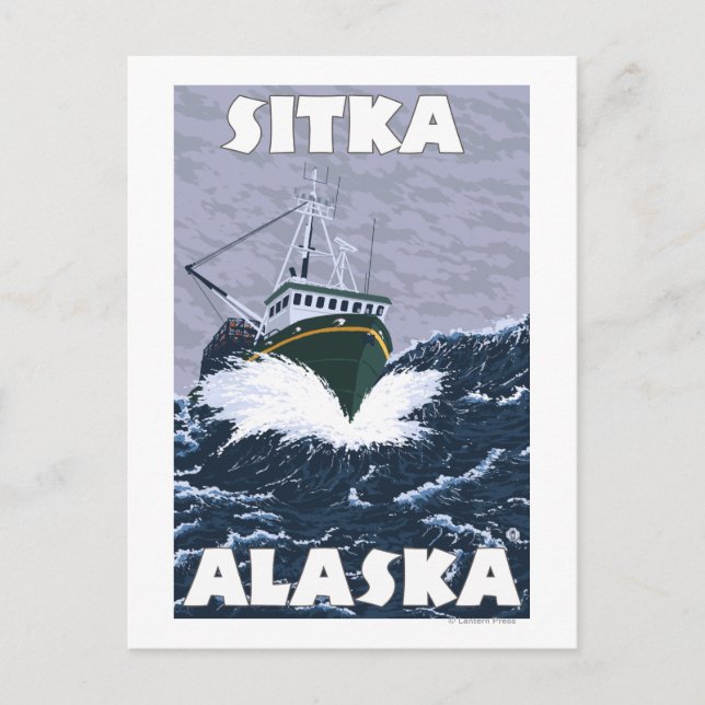 Scenen för fiskefartyg - Sitka, Alaska Vykort (Framsida)