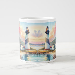 Scenen för kustfyr och bågstugor jumbo mugg