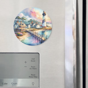 Scenen för kustfyr och bågstugor magnet