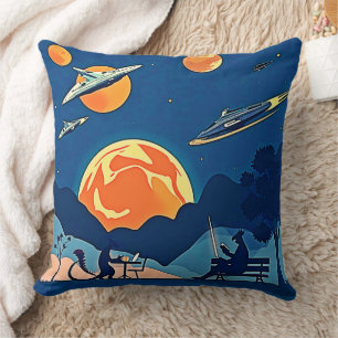 Scenen för Retro-sci-Fi-planeten Kudde