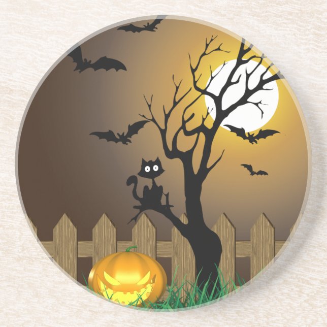 Scenen Halloween Garden Scene Underlägg Sandsten (Framsidan)