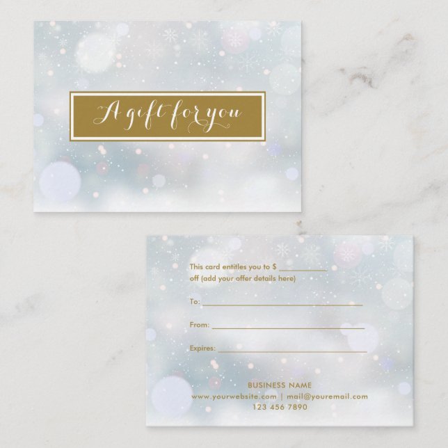 Scenen helgdag Business Gift Certificate Snö Rabattkort (Fram/baksida)