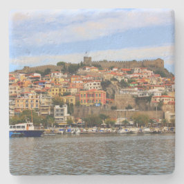 Scenen i Molyvos, Northan Greece Sq Underlägg