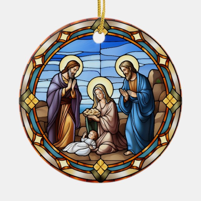 Scenen med fastsatt glasfiende julgransprydnad keramik (Framsidan)