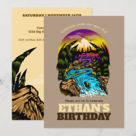 Scenen utomhusfirande av födelsedagstjuret inbjudningar