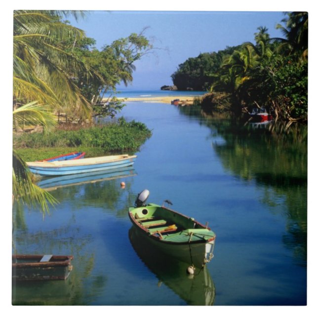Scenen vid Ocho Rios i Jamaica Kakelplatta (Framsidan)