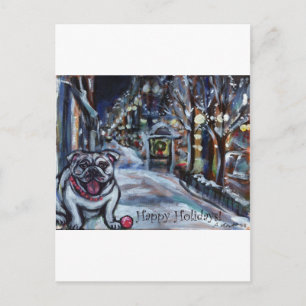 Scenen Wintry Bulldog julafton Helg Vykort