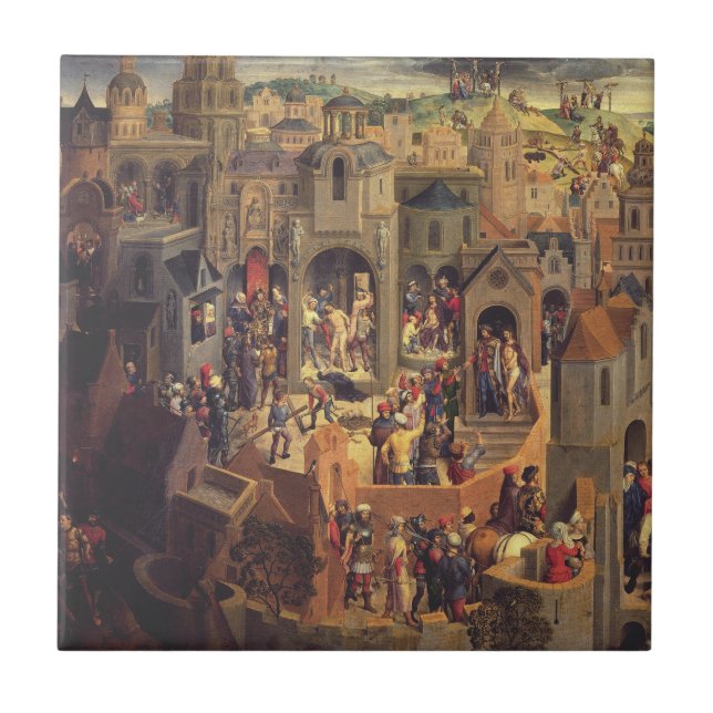 Scener från Kristi korsfästelse  Kakelplatta (Framsidan)