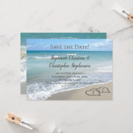 Scener Heares in the Sand Beach Save the Date Inbjudningar