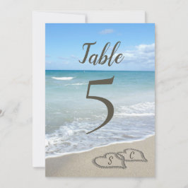 Scener Hearts i Bordsnumret Sand Beach Inbjudningar