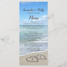 Scener Hearts in the Sand Beach Wedding Menu