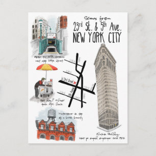 Scener på 23:e och 5:e äldre New York City Postcar Vykort