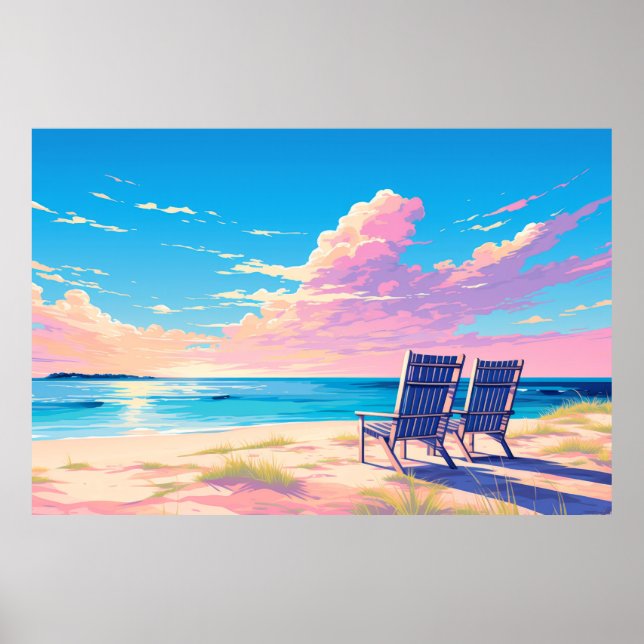 Scenery Beach Sunset liggande natur Poster (Framsidan)