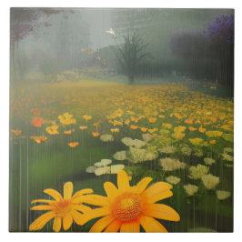 Scenery Gula blommor Kakelplatta