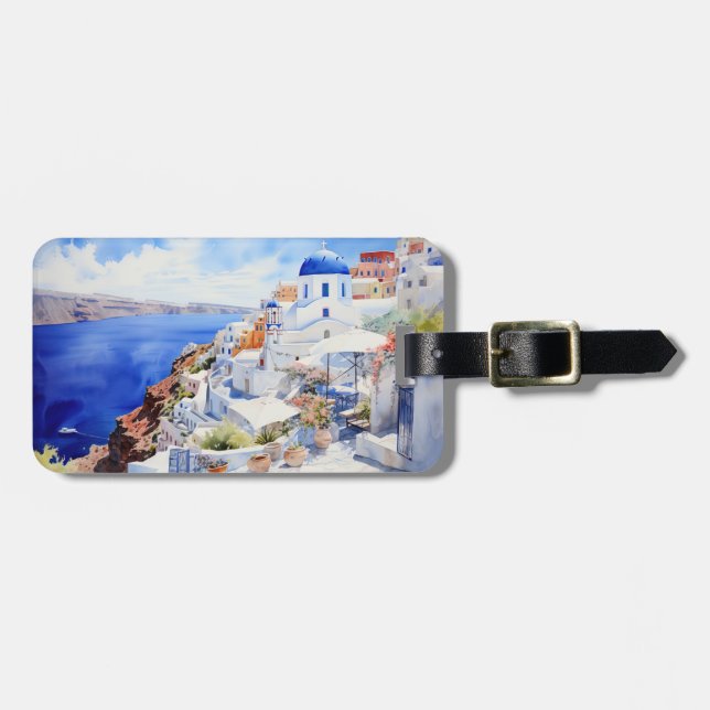 Scenery Oia Santorini Luggage Tag Bagagebricka (Horisontell Framsida)