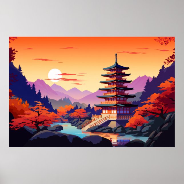 Scenery Panoramic Oriental liggande natur Poster (Framsidan)