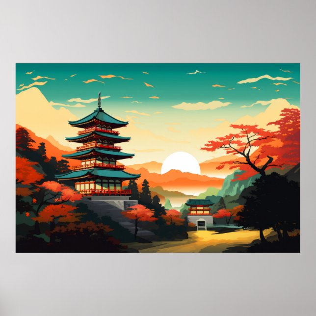 Scenery Panoramic Oriental liggande natur Poster (Framsidan)