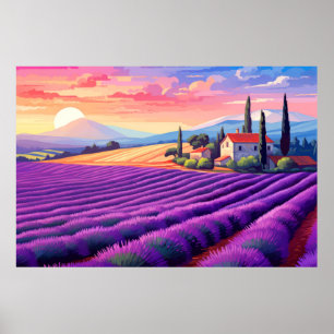 Scenery Panoramic Prairie liggande natur Poster