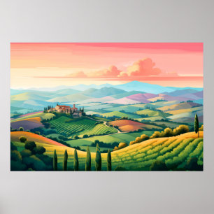 Scenery Panoramic Prairie liggande natur Poster