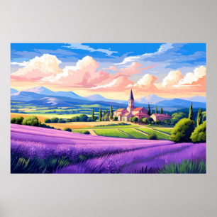Scenery Panoramic Prairie liggande natur Poster