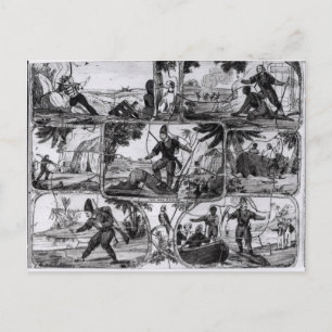 Scenes från "Robinson Crusoe" av Daniel Defoe Vykort