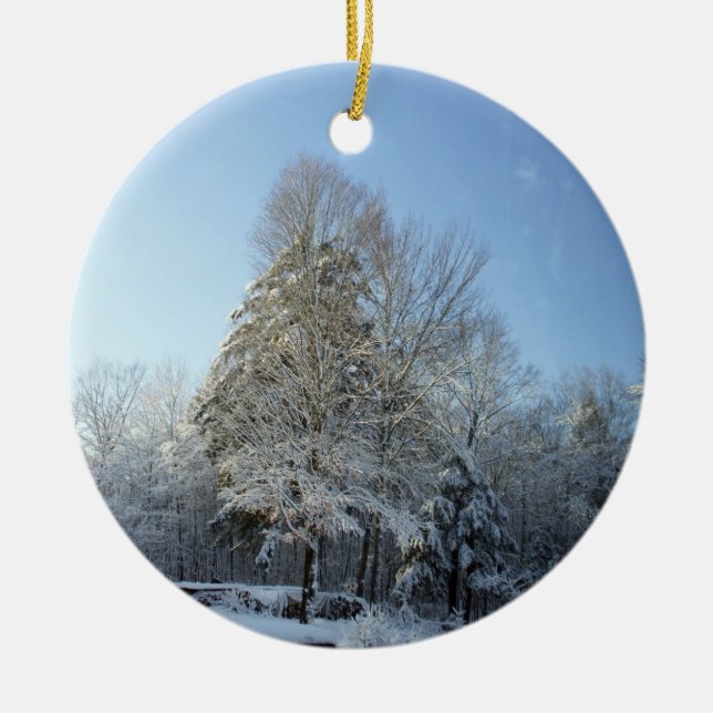 Scenes om land Winter God Gräs Träd Julgransprydnad Keramik (Framsidan)
