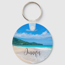 Scenfoto för tropisk destination nyckelring