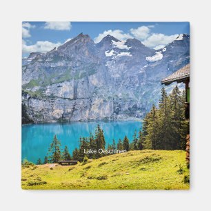 scenfotografi av sjö Oeschinen Magnet
